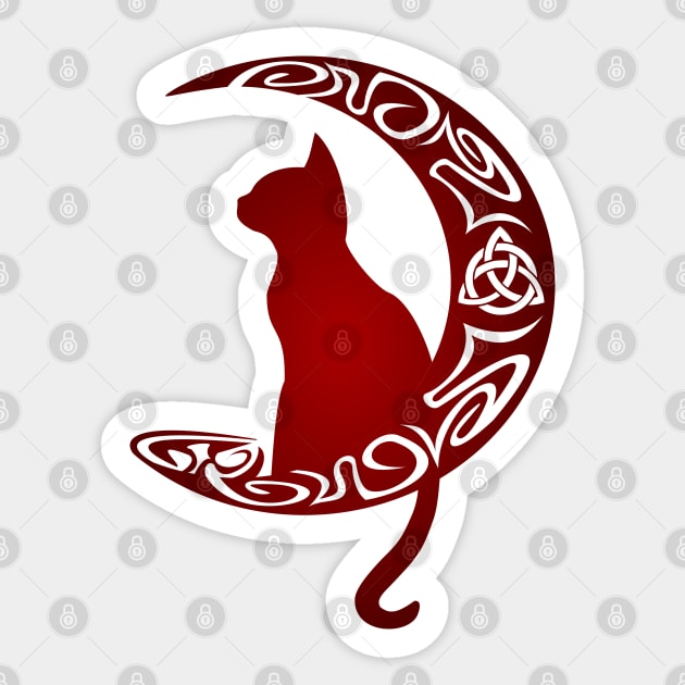 Celtic Moon Cat Triquetra Sticker by DepicSpirit